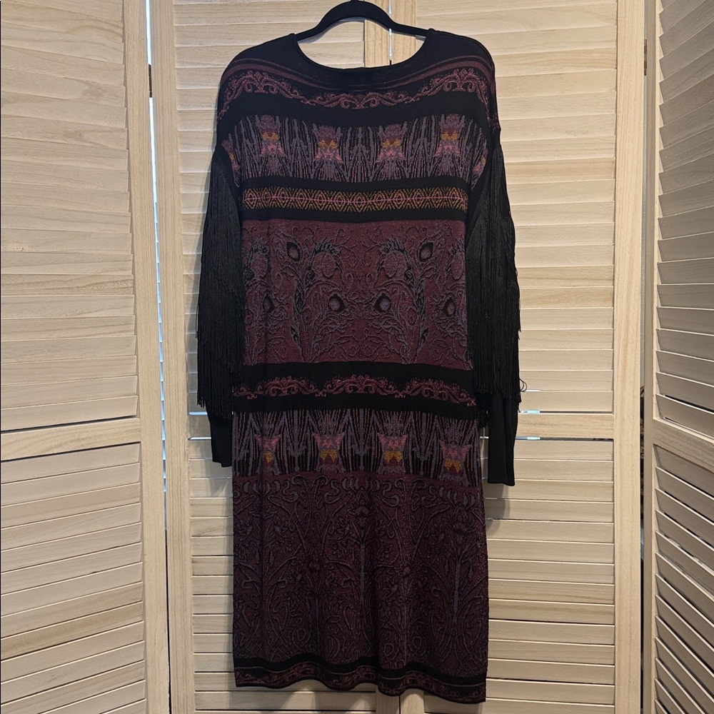 Purple Rara Ava by Iris Apfel Sweater Dress with Fringe Sleeves. XL - Picture 8 of 9